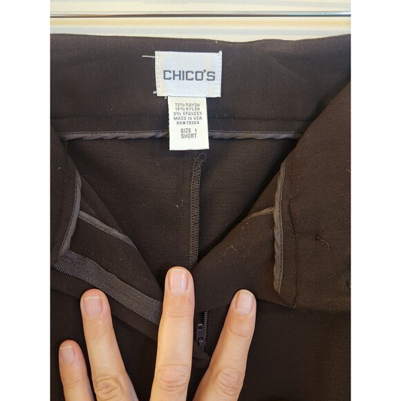 Chico's Size 1(8) Short Dark Brown Rayon/Nylon Straight Legs Button Slacks/pants - Picture 2 of 10